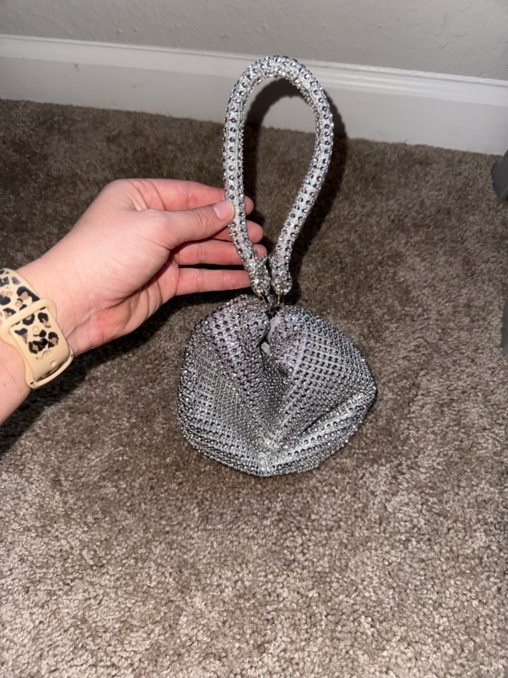 Silver Rhinestone Small Wristlet Bag - Picture 4 of 4
